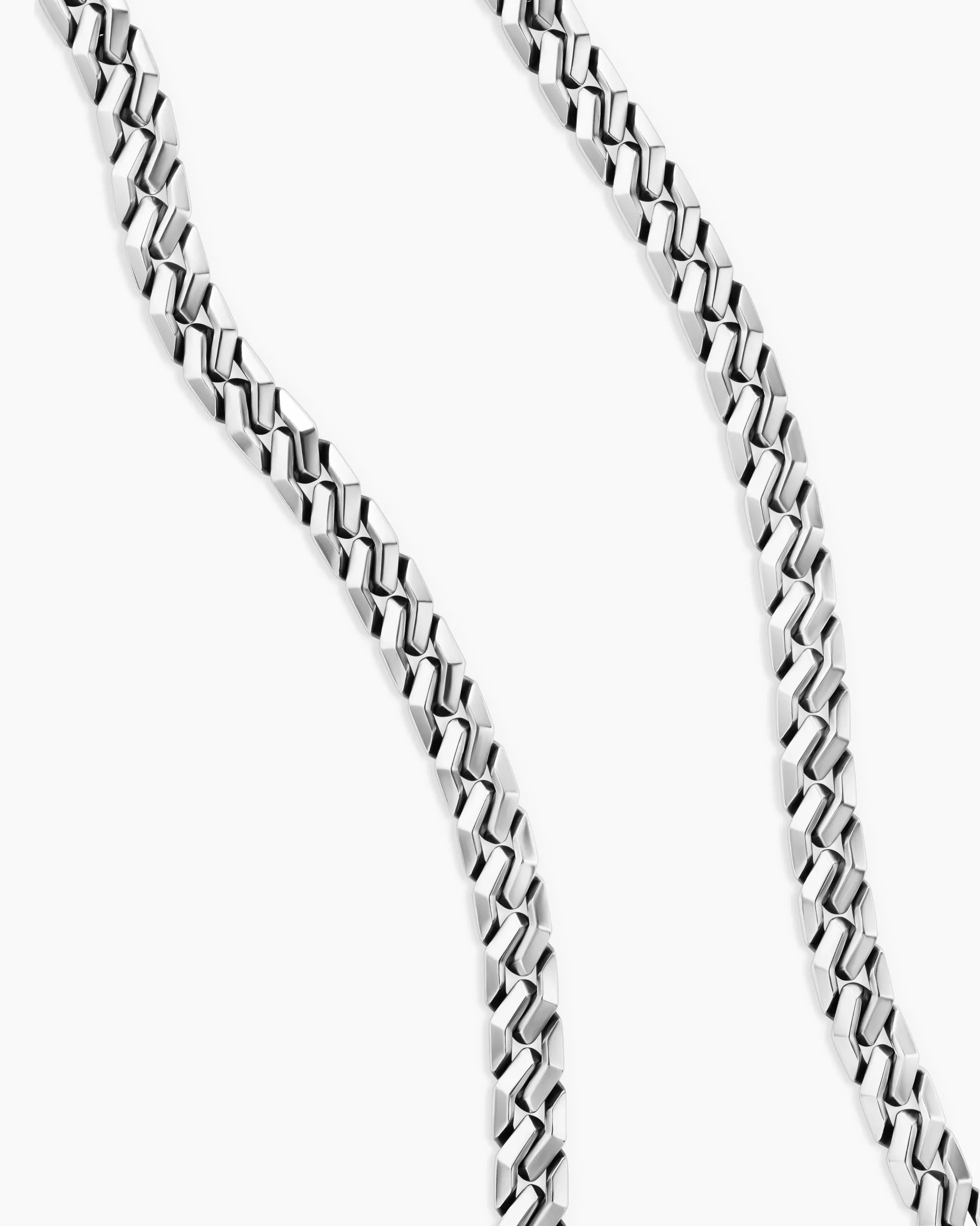 Curb Chain Angular Link Necklace Sterling Silver, 8.7mm