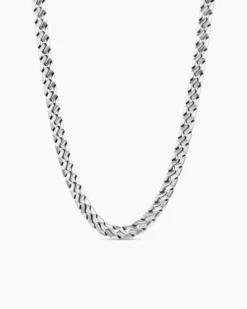 Curb Chain Angular Link Necklace Sterling Silver, 8.7mm