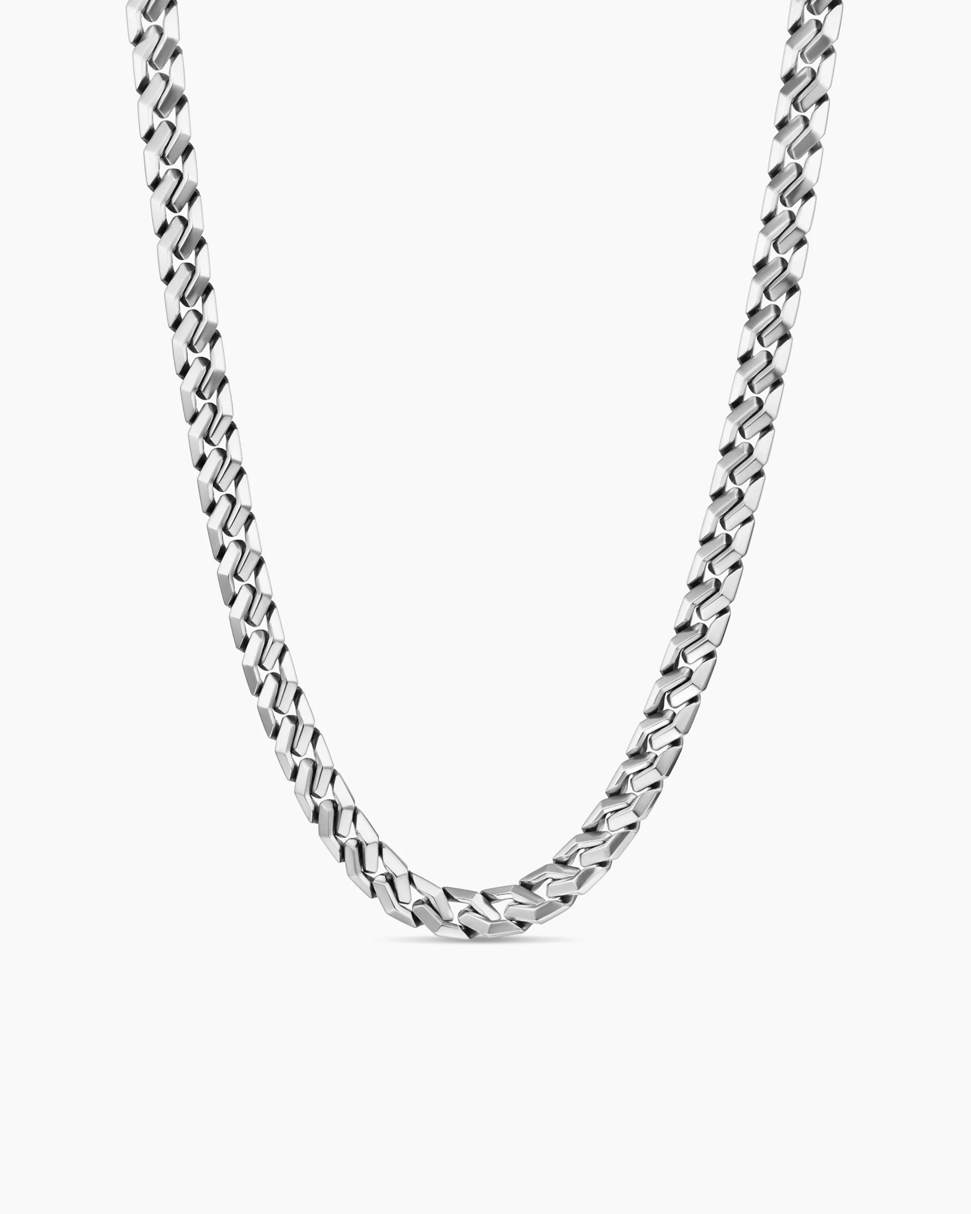 Curb Chain Angular Link Necklace Sterling Silver, 8.7mm