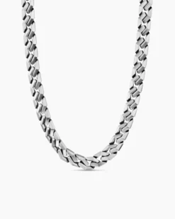 Curb Chain Angular Link Necklace Sterling Silver, 11.5mm