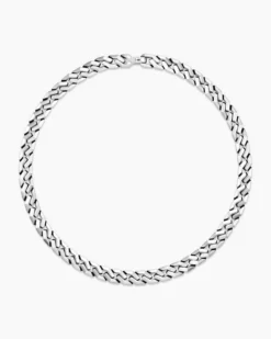 Curb Chain Angular Link Necklace Sterling Silver, 11.5mm