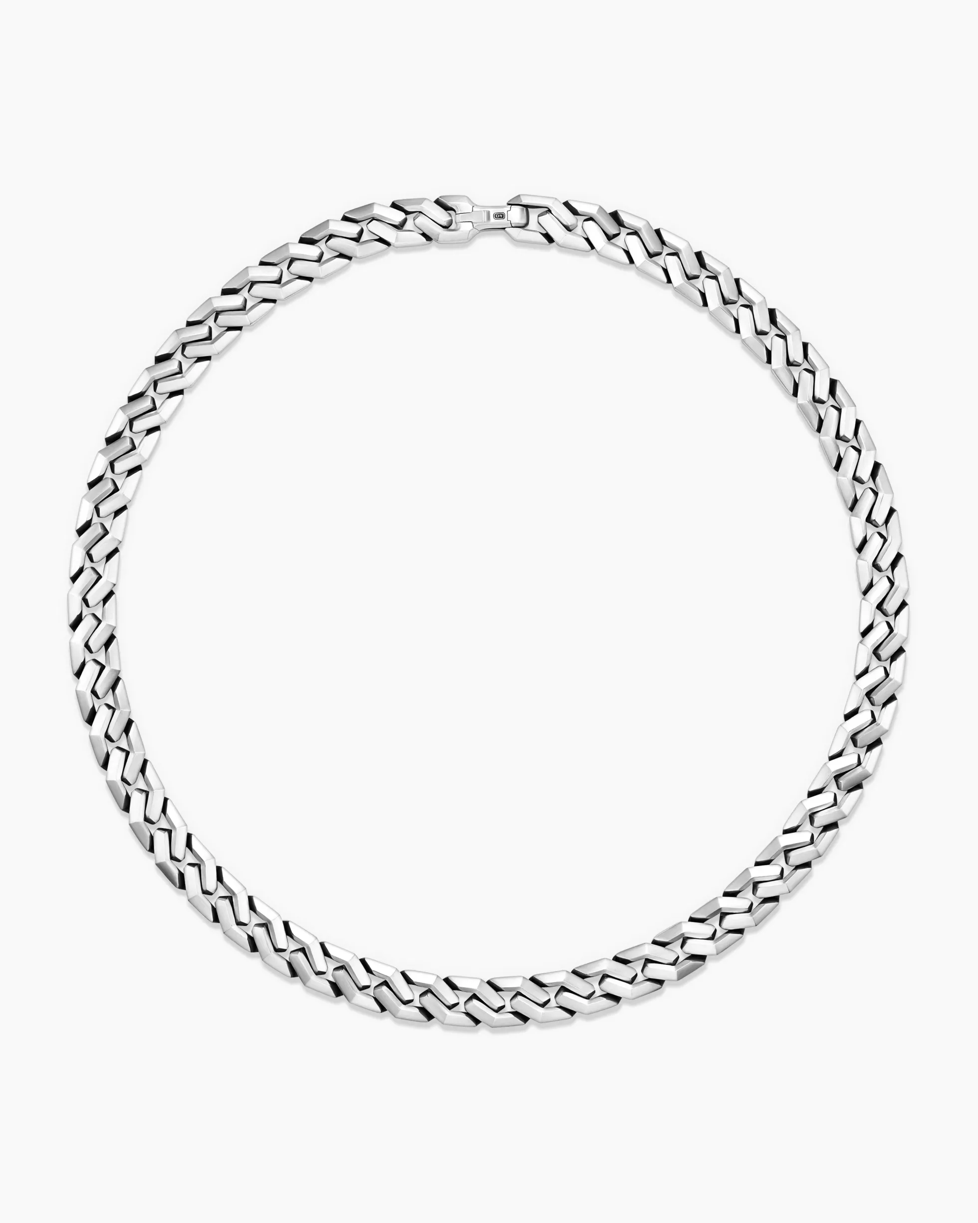 Curb Chain Angular Link Necklace Sterling Silver, 11.5mm