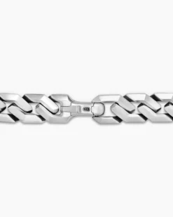 Curb Chain Angular Link Necklace Sterling Silver, 11.5mm