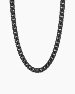 Curb Chain Angular Link Necklace Black Titanium, 8.7mm