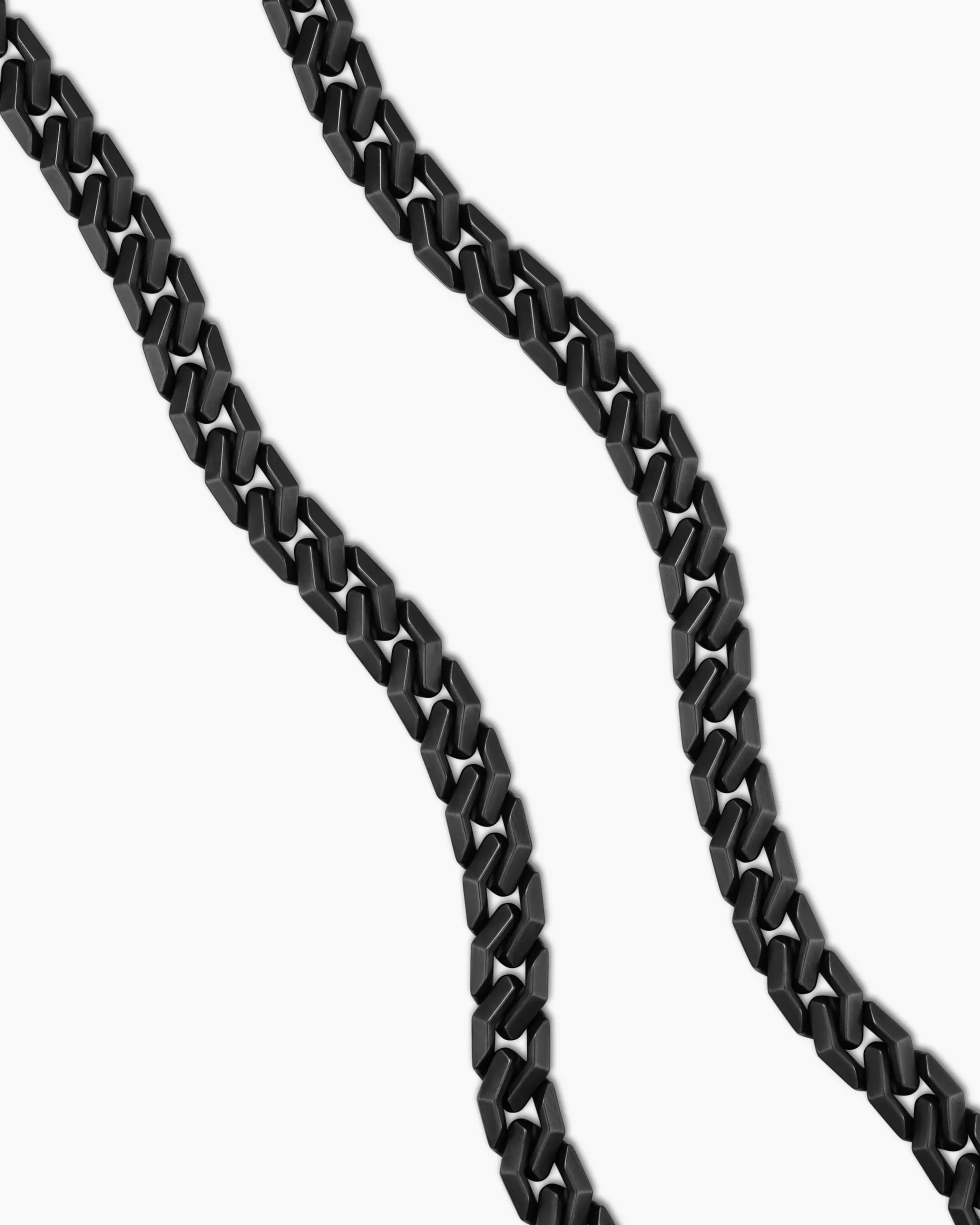 Curb Chain Angular Link Necklace Black Titanium, 8.7mm