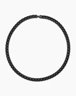 Curb Chain Angular Link Necklace Black Titanium, 8.7mm