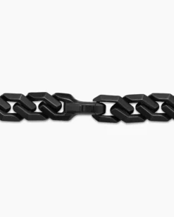 Curb Chain Angular Link Necklace Black Titanium, 8.7mm