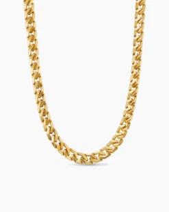 Curb Chain Angular Link Necklace 18K Yellow Gold, 8.7mm