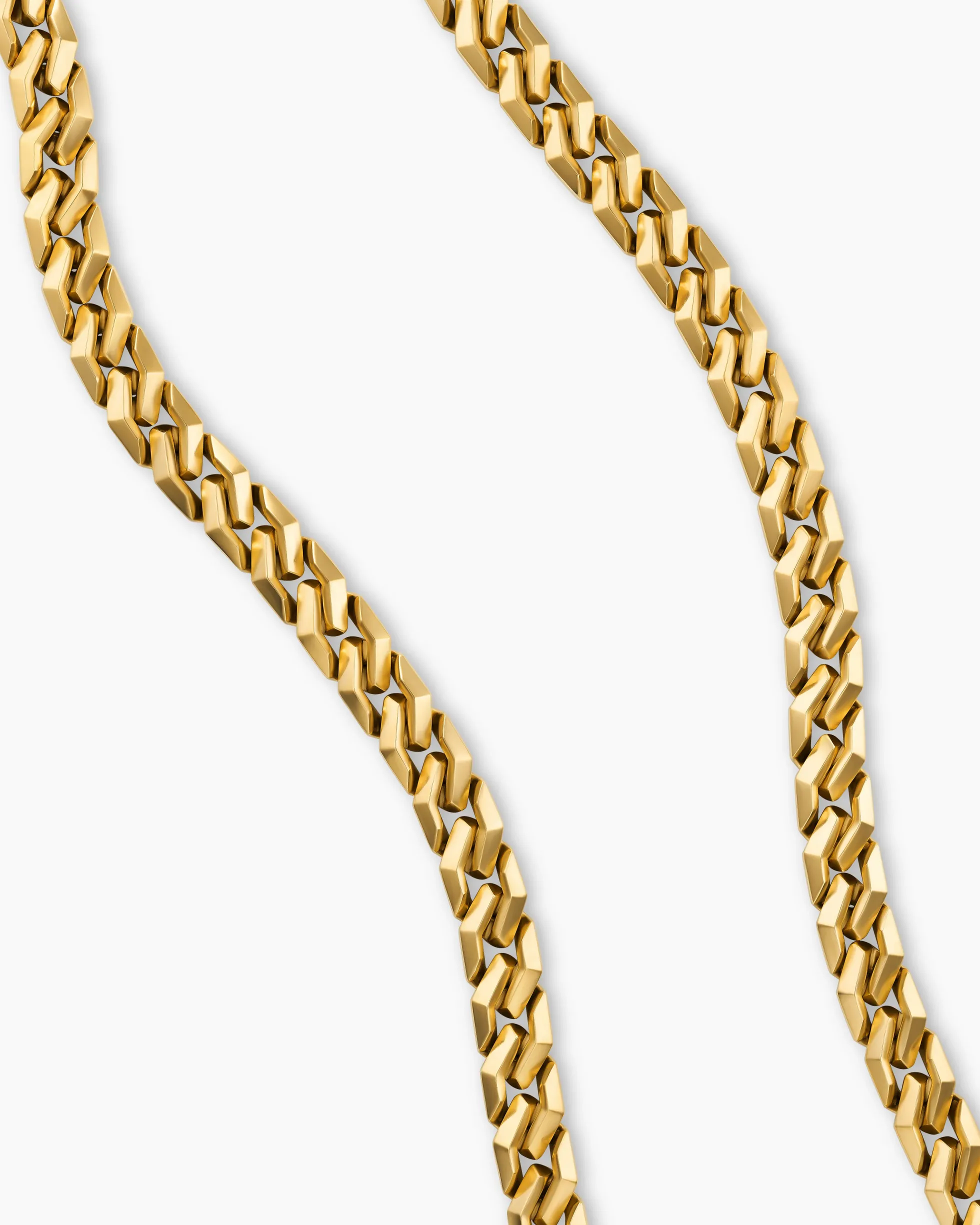 Curb Chain Angular Link Necklace 18K Yellow Gold, 8.7mm