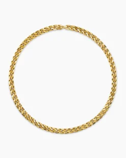 Curb Chain Angular Link Necklace 18K Yellow Gold, 8.7mm