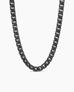 Curb Chain Angular Link Necklace Black Titanium, 11.5mm