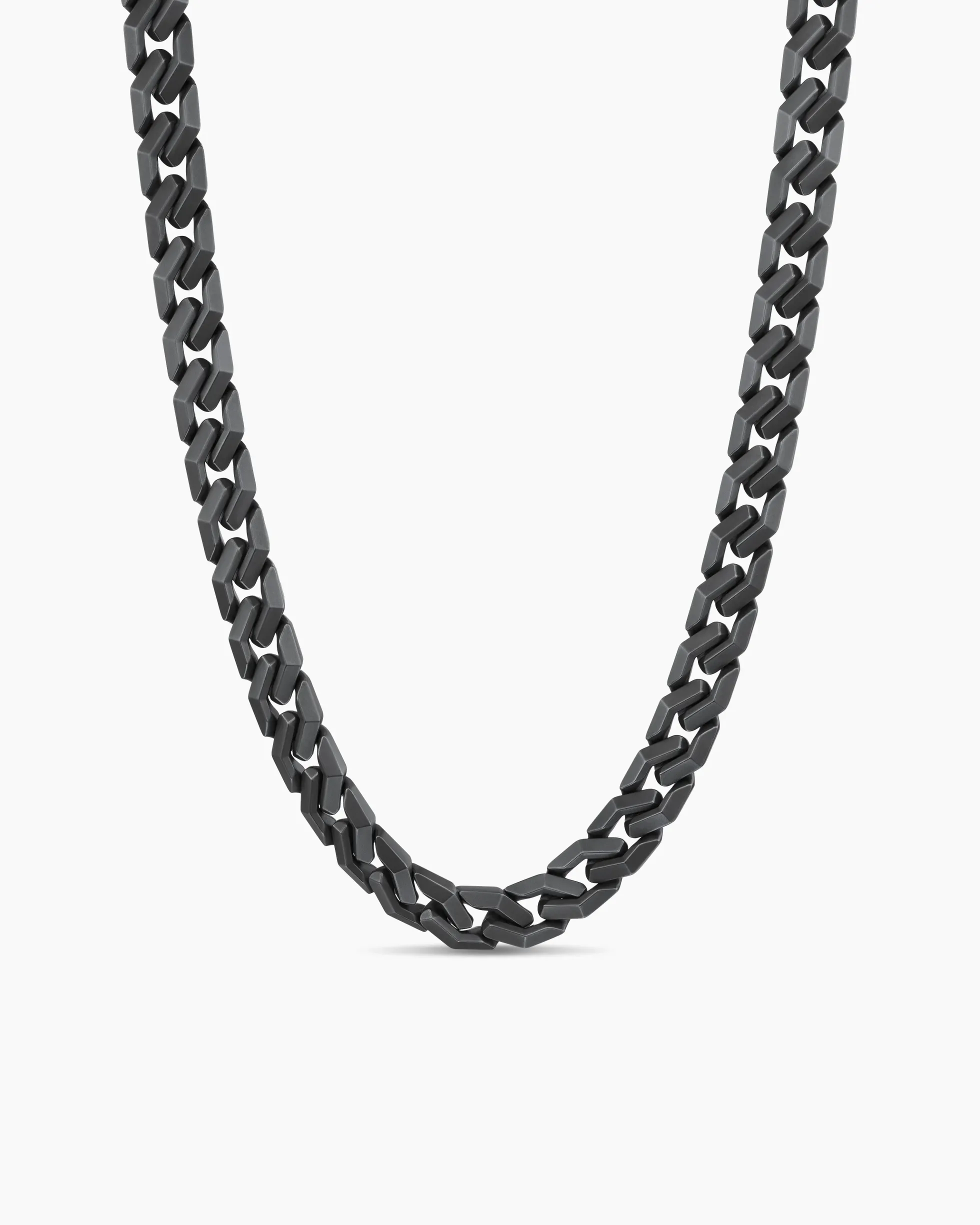 Curb Chain Angular Link Necklace Black Titanium, 11.5mm