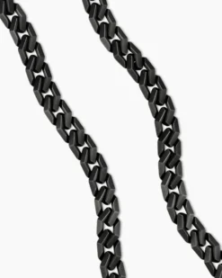 Curb Chain Angular Link Necklace Black Titanium, 11.5mm