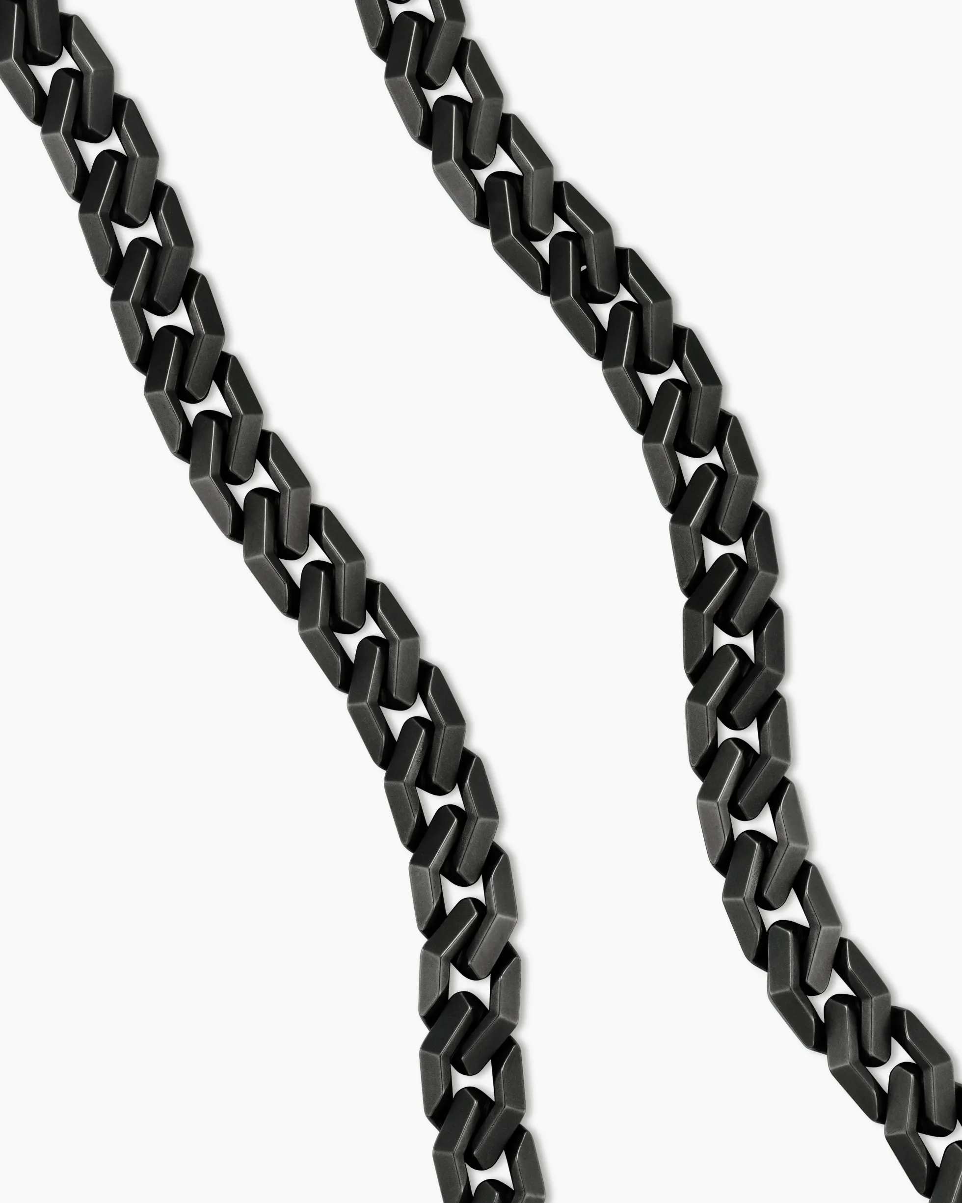 Curb Chain Angular Link Necklace Black Titanium, 11.5mm
