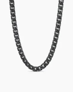 Curb Chain Angular Link Necklace Black Titanium, 11.5mm