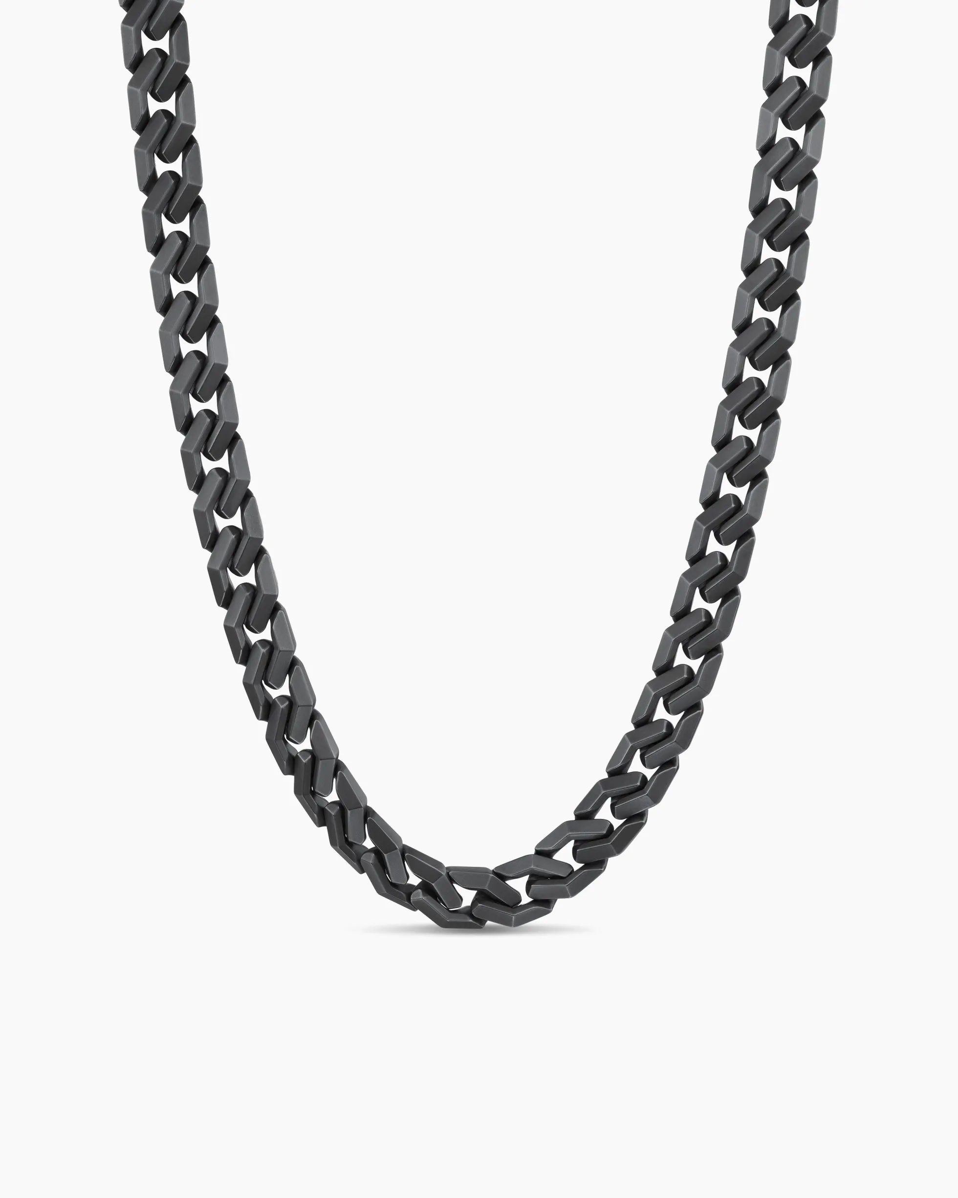 Curb Chain Angular Link Necklace Black Titanium, 11.5mm