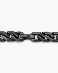 Curb Chain Angular Link Necklace Black Titanium, 11.5mm