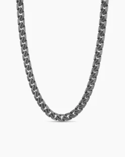 Curb Chain Angular Link Necklace Anthracite Titanium, 8.7mm