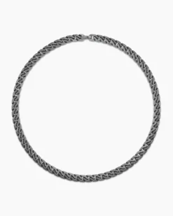 Curb Chain Angular Link Necklace Anthracite Titanium, 8.7mm