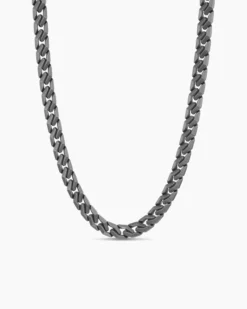Curb Chain Angular Link Necklace Anthracite Titanium, 8.7mm