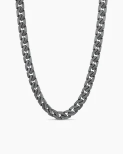 Curb Chain Angular Link Necklace Anthracite Titanium, 11.5mm