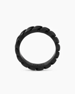 Curb Chain Band Ring Black Titanium, 6mm