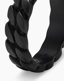 Curb Chain Band Ring Black Titanium, 6mm