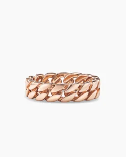 Curb Chain Band Ring 18K Rose Gold, 6mm