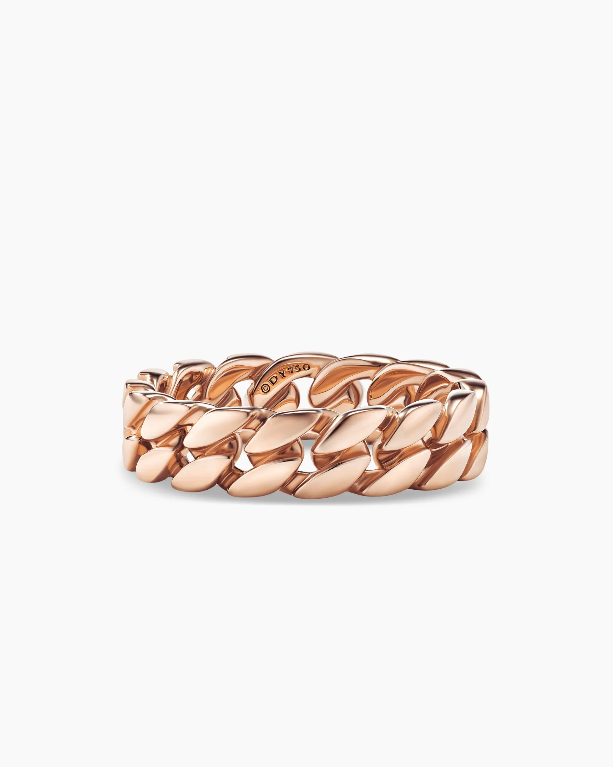 Curb Chain Band Ring 18K Rose Gold, 6mm