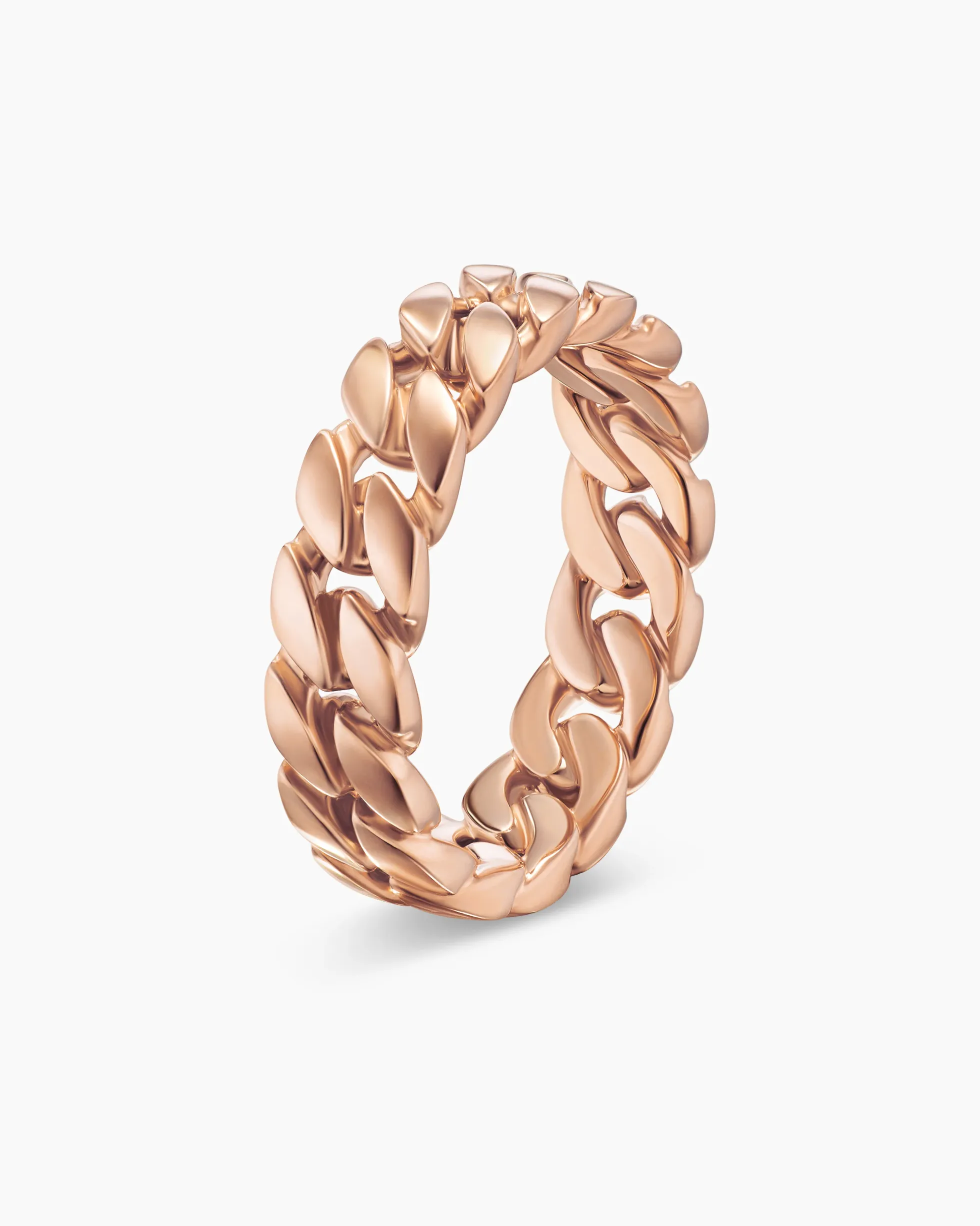 Curb Chain Band Ring 18K Rose Gold, 6mm