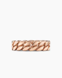 Curb Chain Band Ring 18K Rose Gold, 6mm