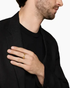 Curb Chain Band Ring 18K Yellow Gold, 6mm