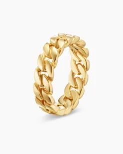 Curb Chain Band Ring 18K Yellow Gold, 6mm