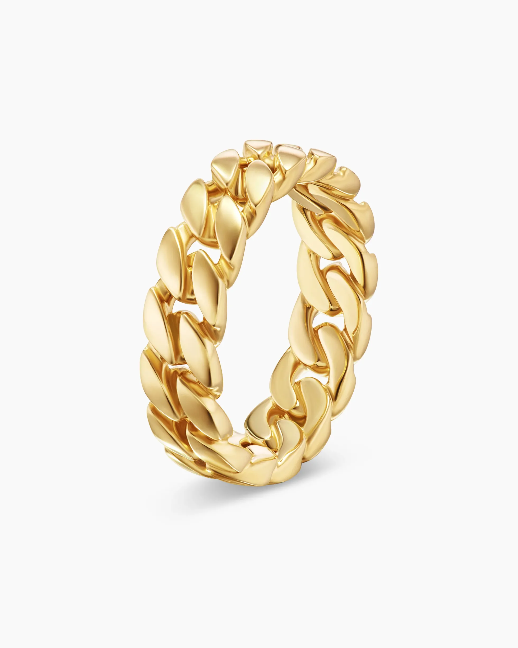 Curb Chain Band Ring 18K Yellow Gold, 6mm