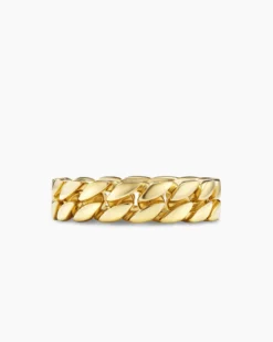 Curb Chain Band Ring 18K Yellow Gold, 6mm