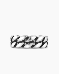 Curb Chain Band Ring Sterling Silver, 8mm