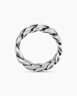 Curb Chain Band Ring Sterling Silver, 8mm