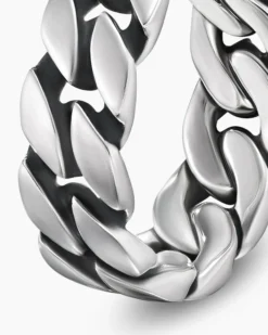 Curb Chain Band Ring Sterling Silver, 8mm