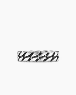 Curb Chain Band Ring Sterling Silver, 6mm