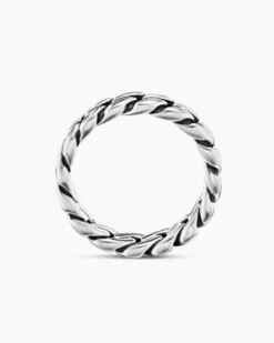 Curb Chain Band Ring Sterling Silver, 6mm