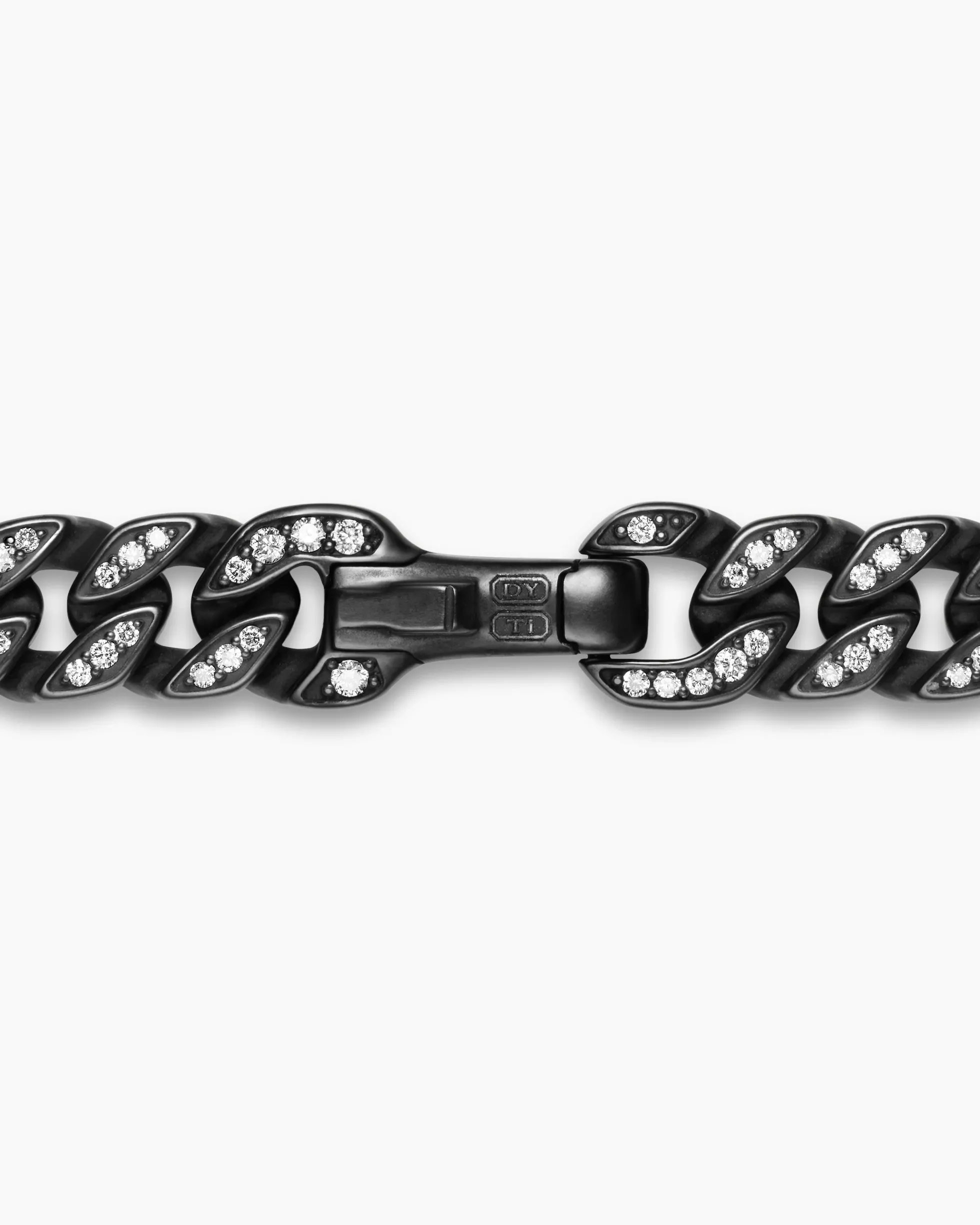 Curb Chain Bracelet Black Titanium with Diamonds, 8mm