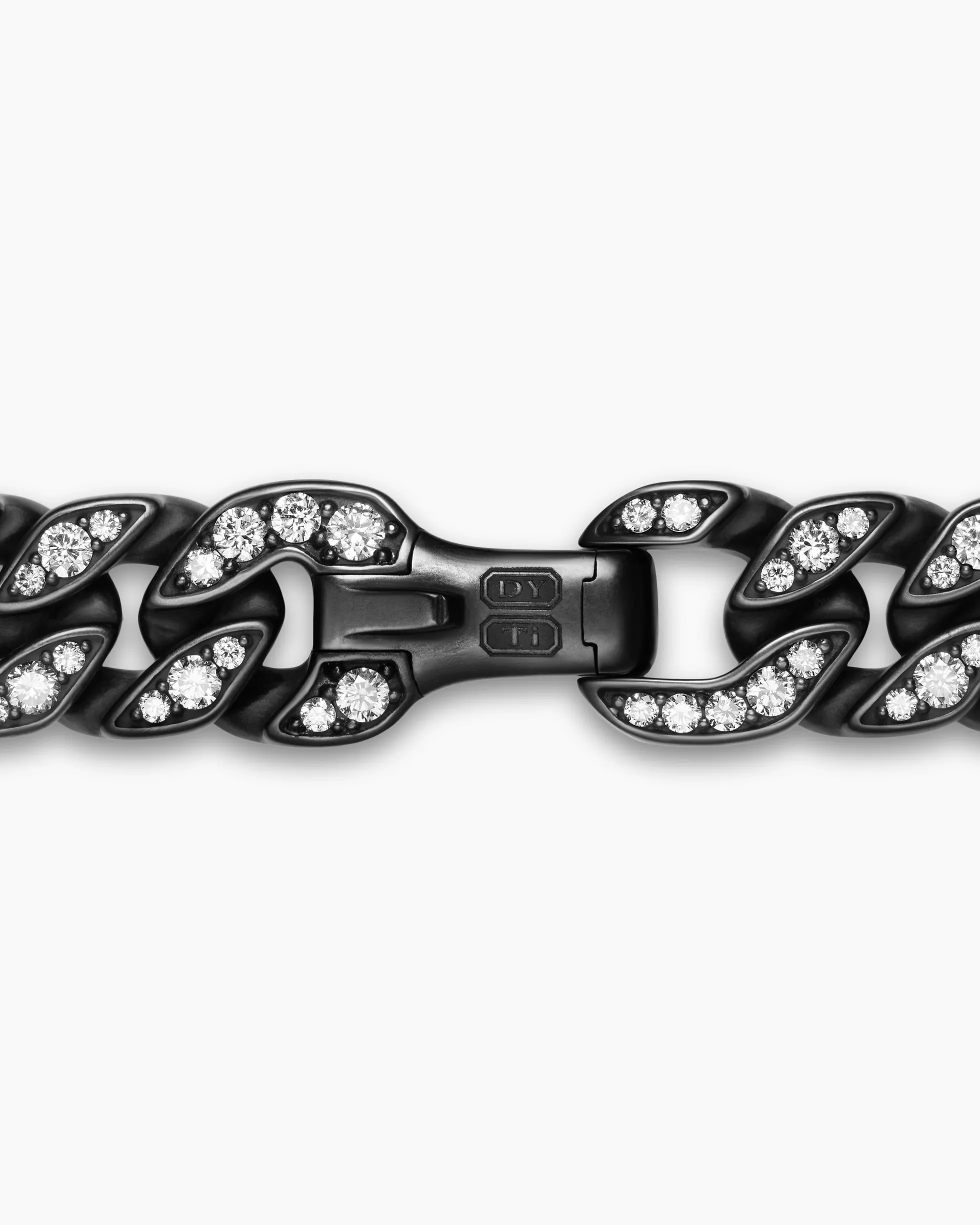 Curb Chain Bracelet Black Titanium with Diamonds, 11.5mm