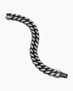 Curb Chain Bracelet Black Titanium with Meteorite, 14.5mm