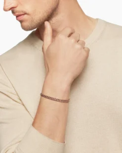 Curb Chain Bracelet 18K Rose Gold with Cognac Diamonds, 6mm