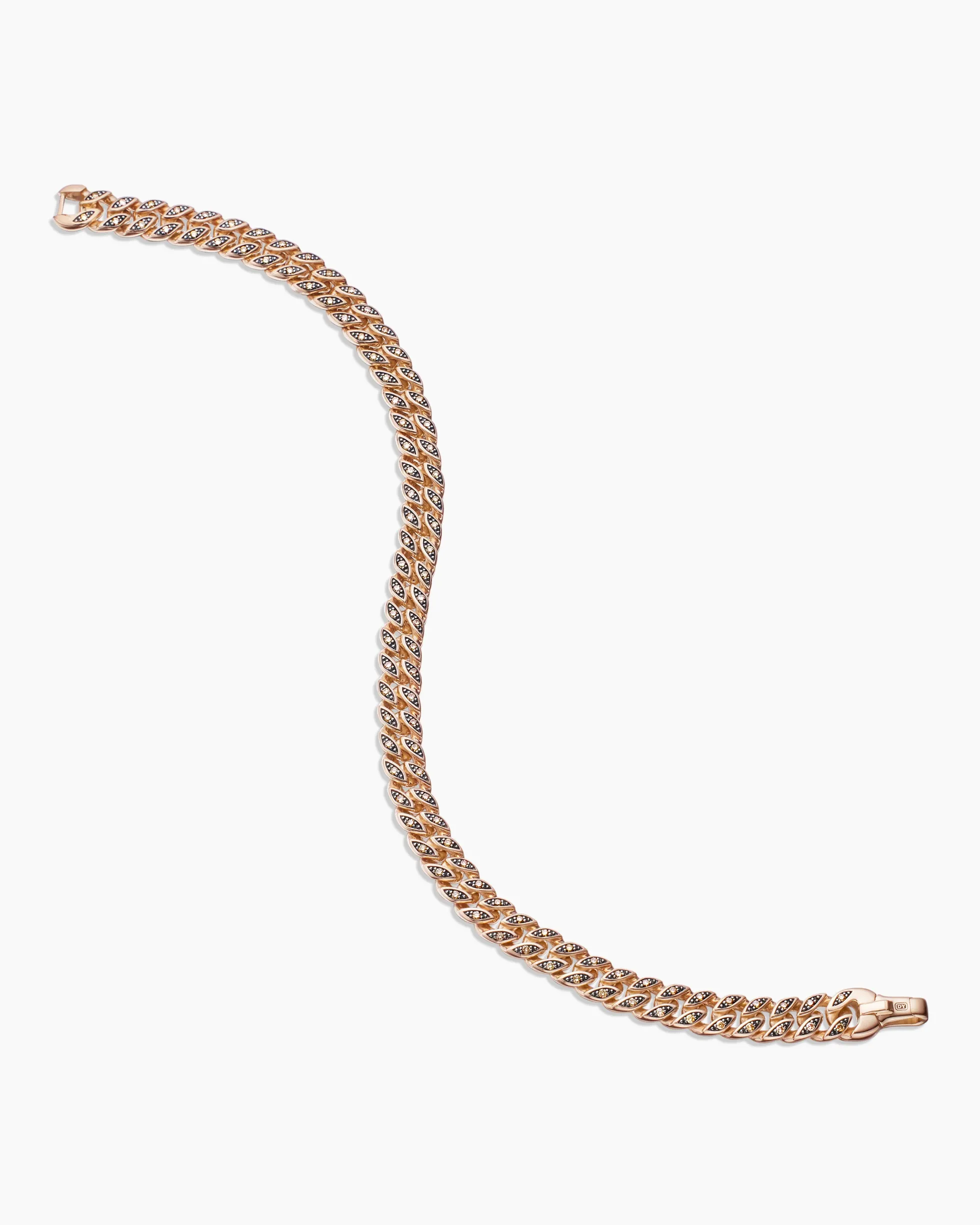 Curb Chain Bracelet 18K Rose Gold with Cognac Diamonds, 6mm