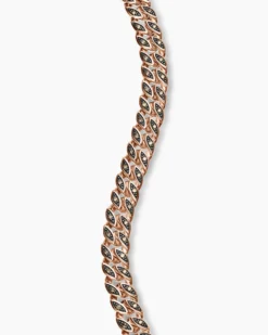 Curb Chain Bracelet 18K Rose Gold with Cognac Diamonds, 6mm