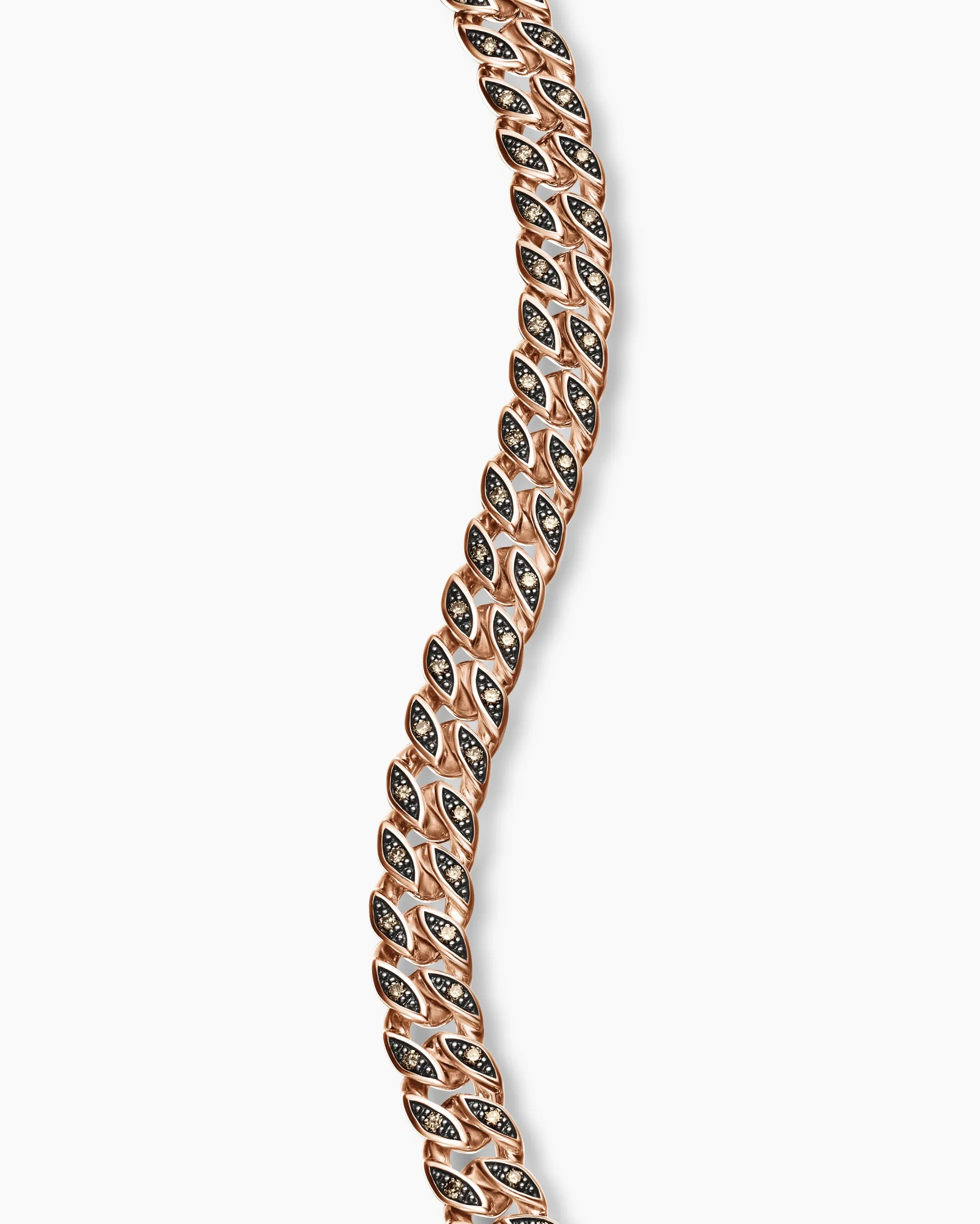 Curb Chain Bracelet 18K Rose Gold with Cognac Diamonds, 6mm