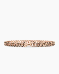 Curb Chain Bracelet 18K Rose Gold with Cognac Diamonds, 6mm