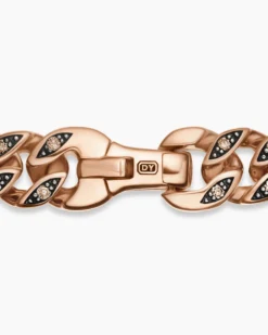 Curb Chain Bracelet 18K Rose Gold with Cognac Diamonds, 6mm