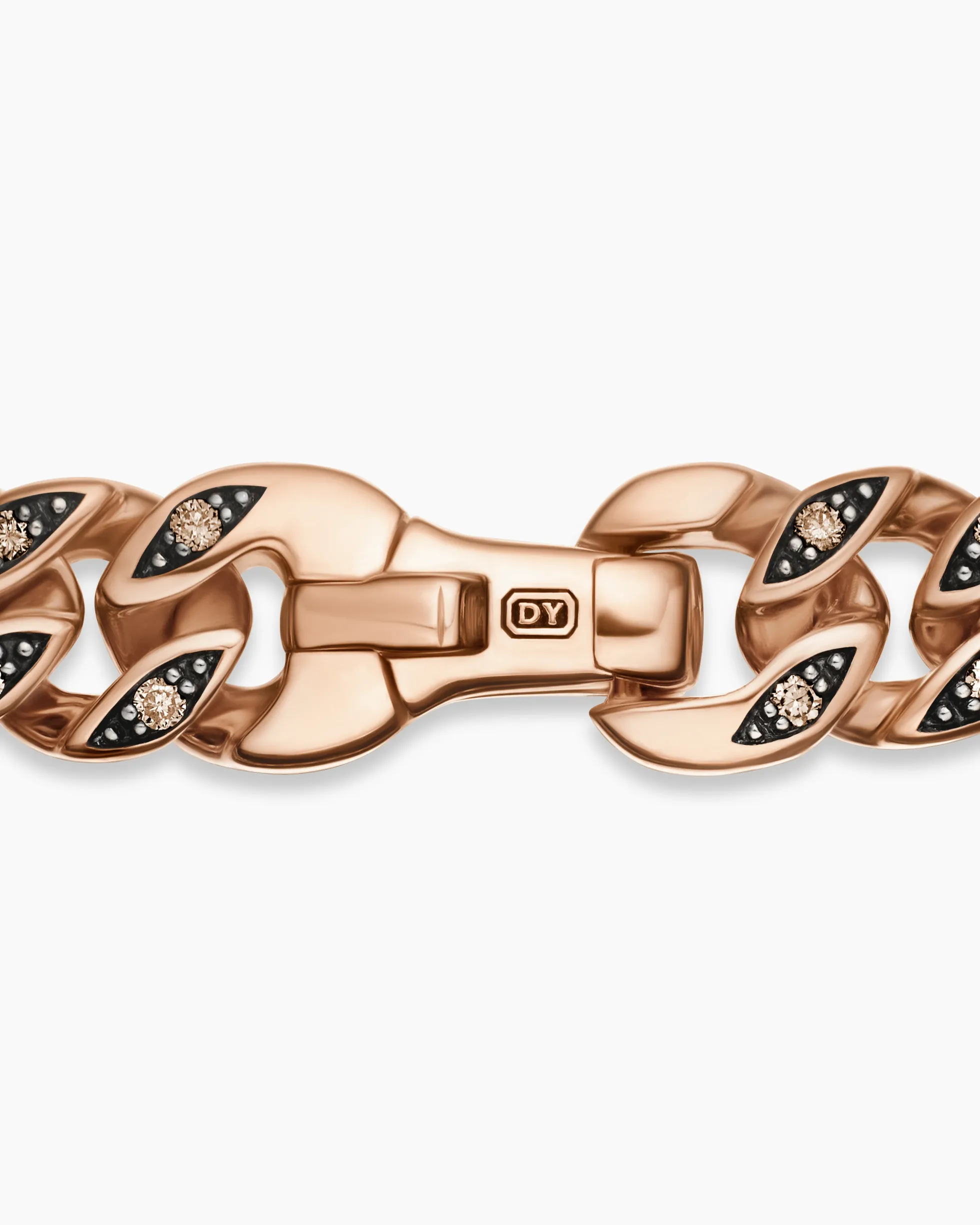 Curb Chain Bracelet 18K Rose Gold with Cognac Diamonds, 6mm